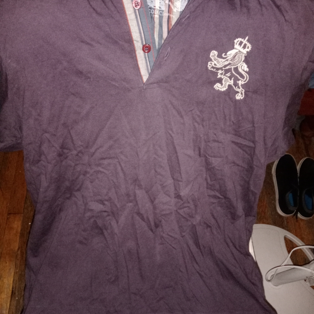 Men's Purple Shirt with Embroidered Lion